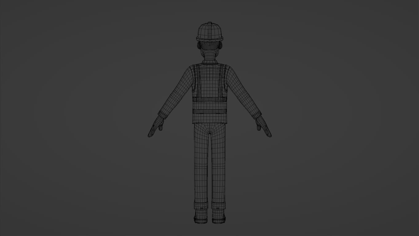 Male Cartoon Worker Construction Character  Low-poly 3D model_27