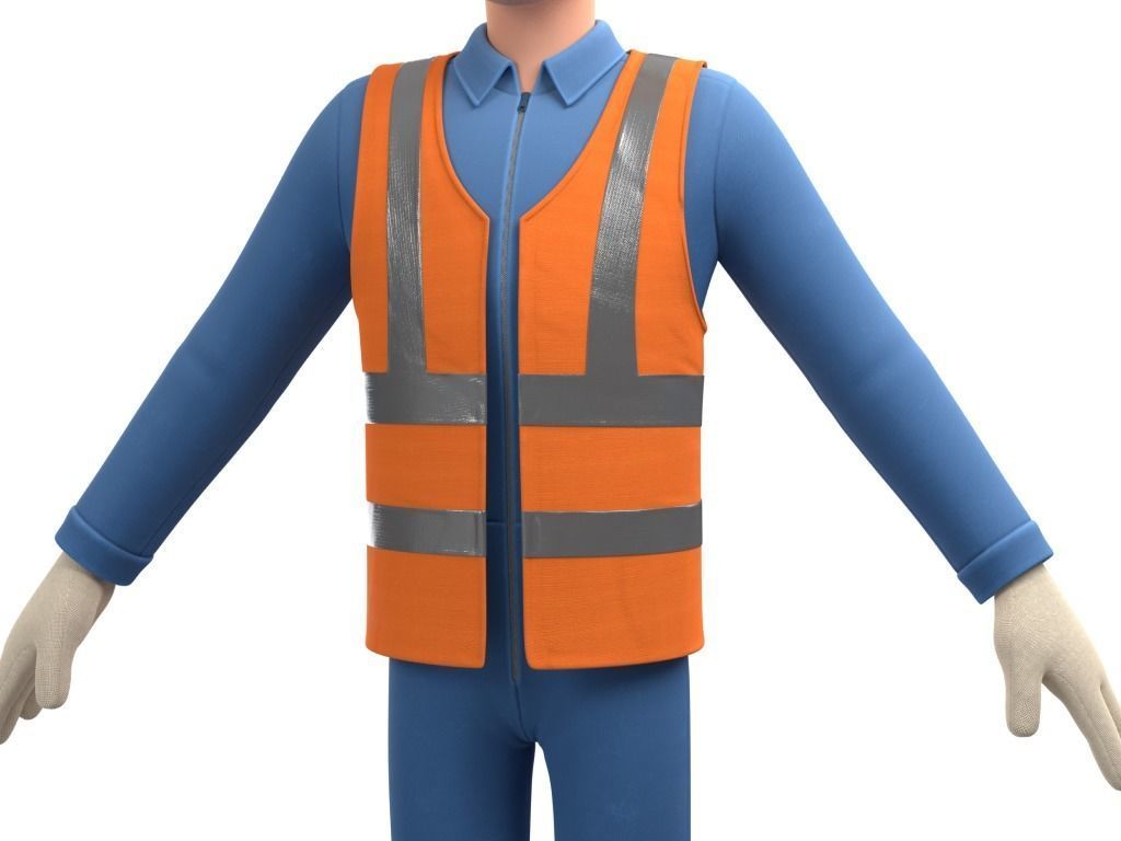 Male Cartoon Worker Construction Character  Low-poly 3D model_21