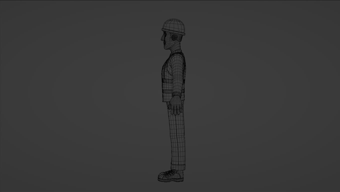Male Cartoon Worker Construction Character  Low-poly 3D model_25