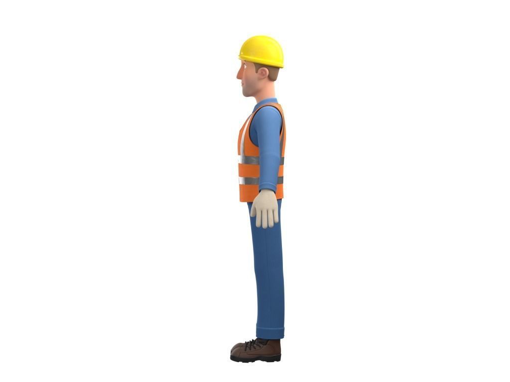 Male Cartoon Worker Construction Character  Low-poly 3D model_18