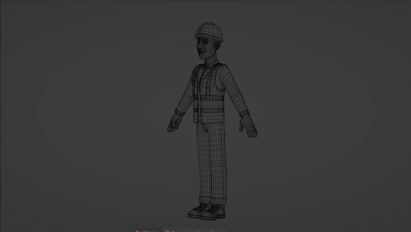 Male Cartoon Worker Construction Character  Low-poly 3D model_24