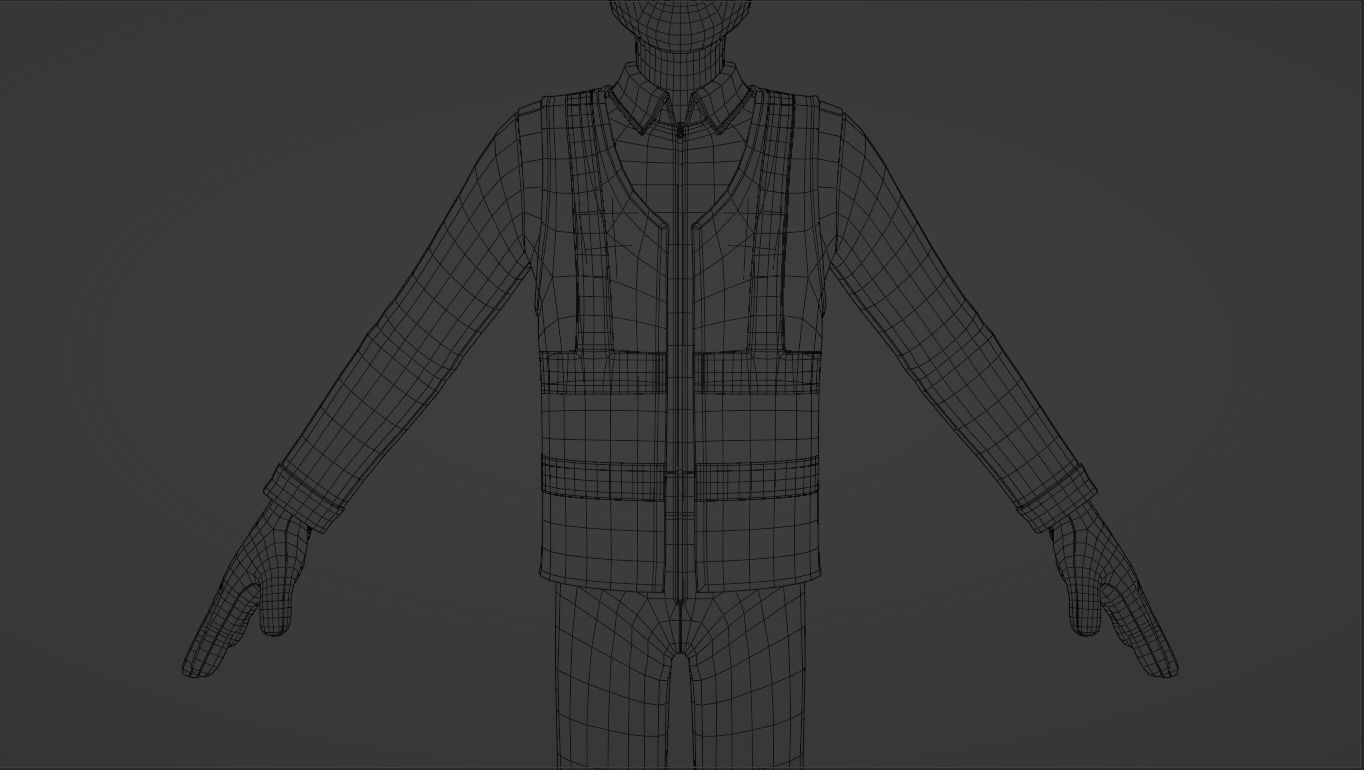 Male Cartoon Worker Construction Character  Low-poly 3D model_29