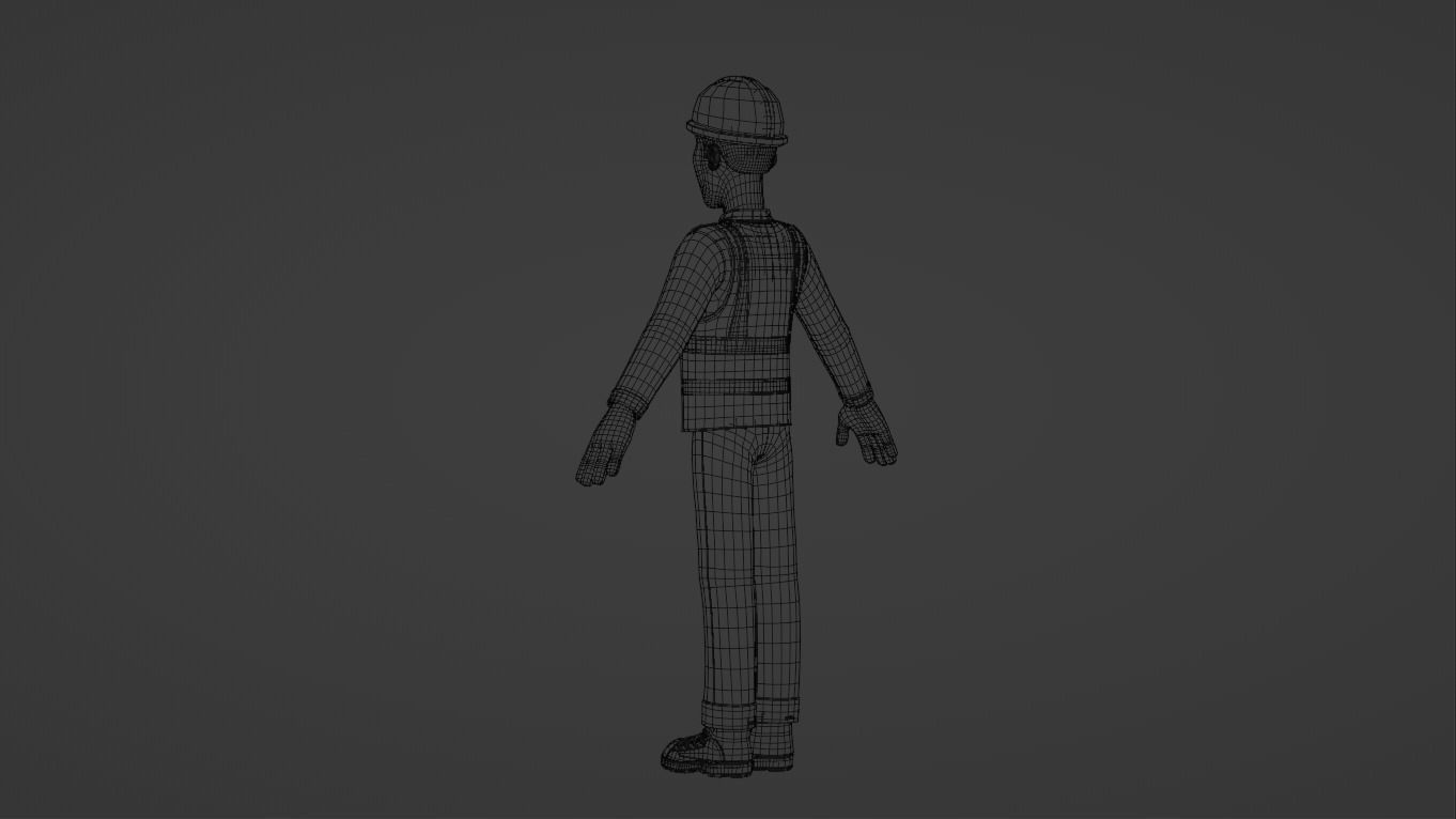 Male Cartoon Worker Construction Character  Low-poly 3D model_26