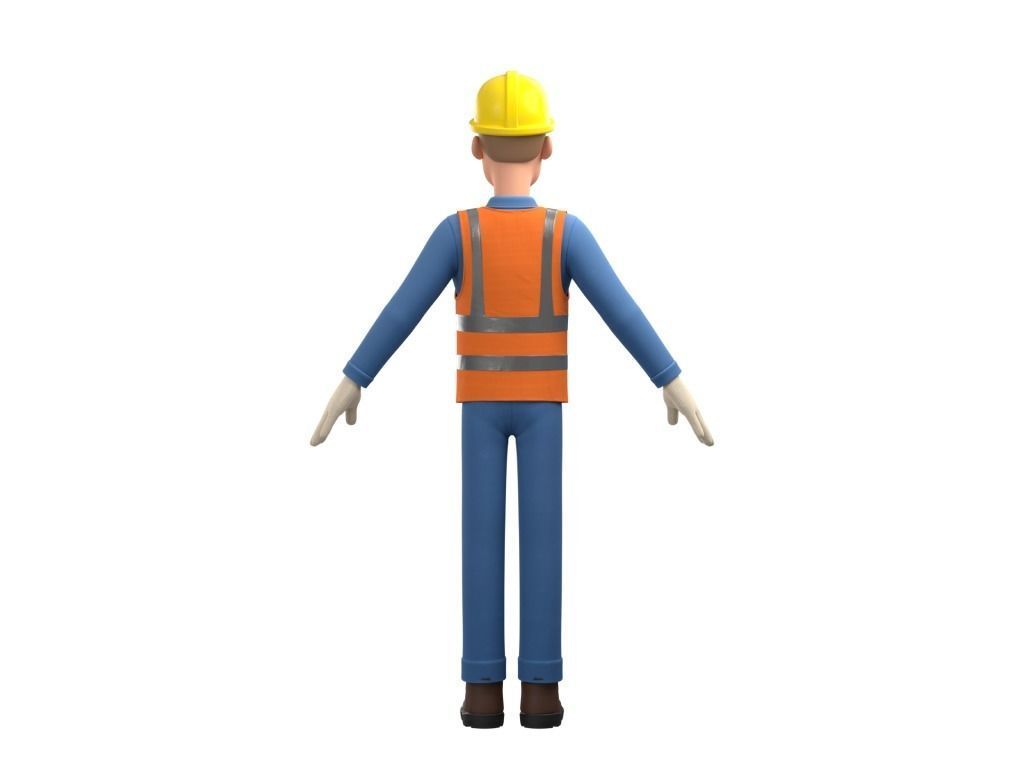 Male Cartoon Worker Construction Character  Low-poly 3D model_20