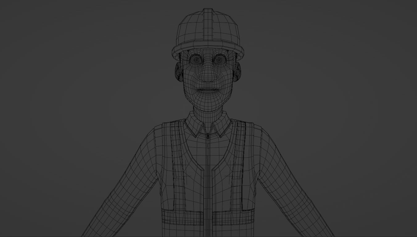 Male Cartoon Worker Construction Character  Low-poly 3D model_28