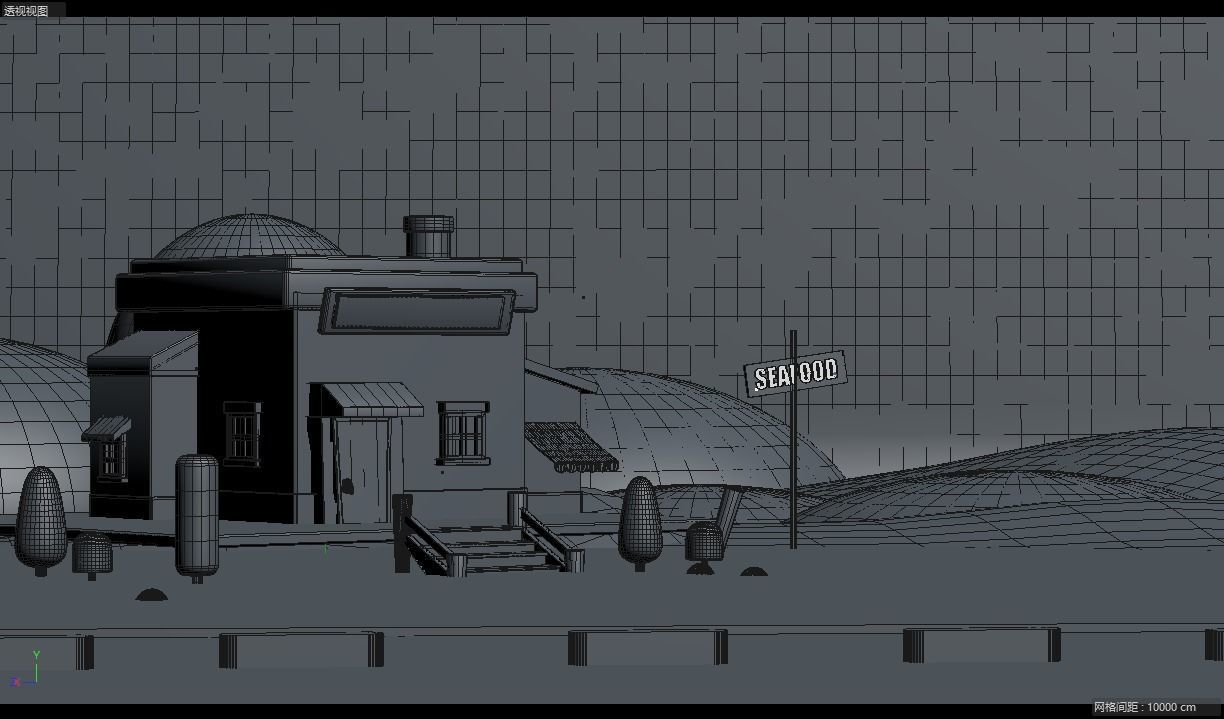 seaside restaurant 3D model_4