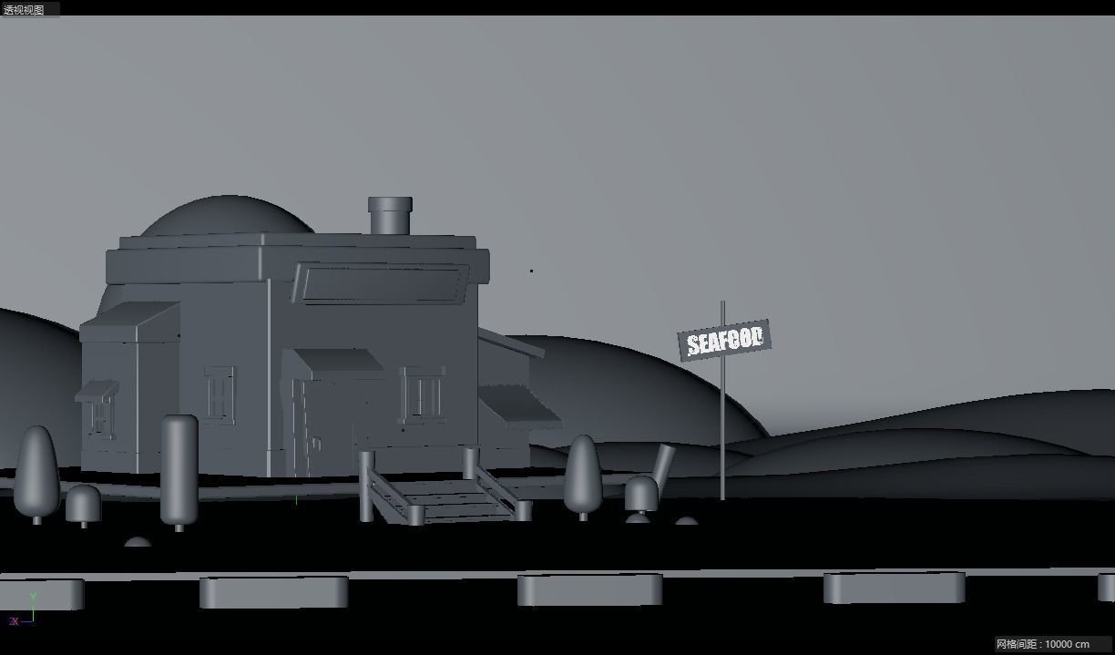 seaside restaurant 3D model_3