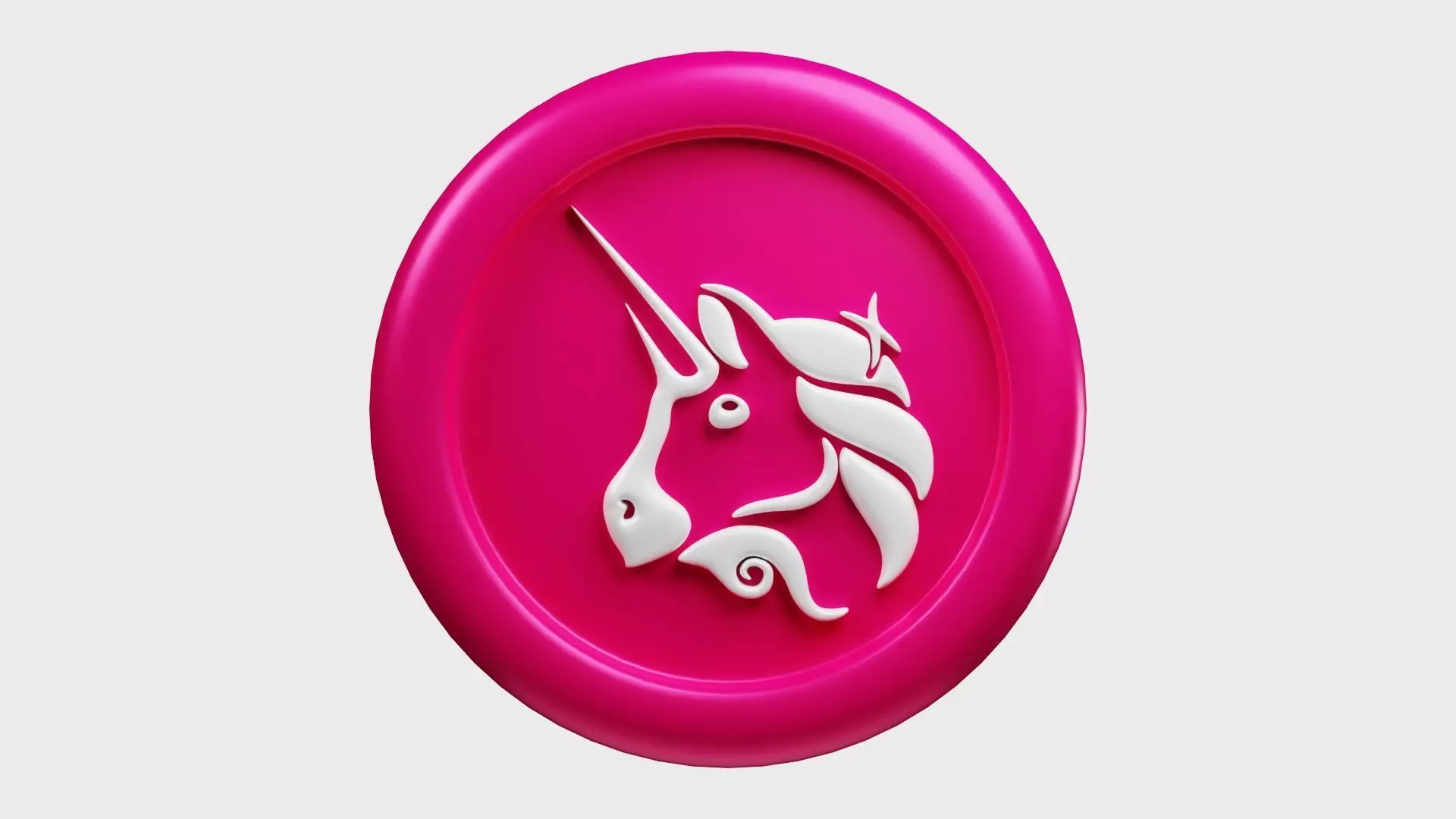 Uniswap or UNI Pink Crypto Coin with cartoon style 3D model