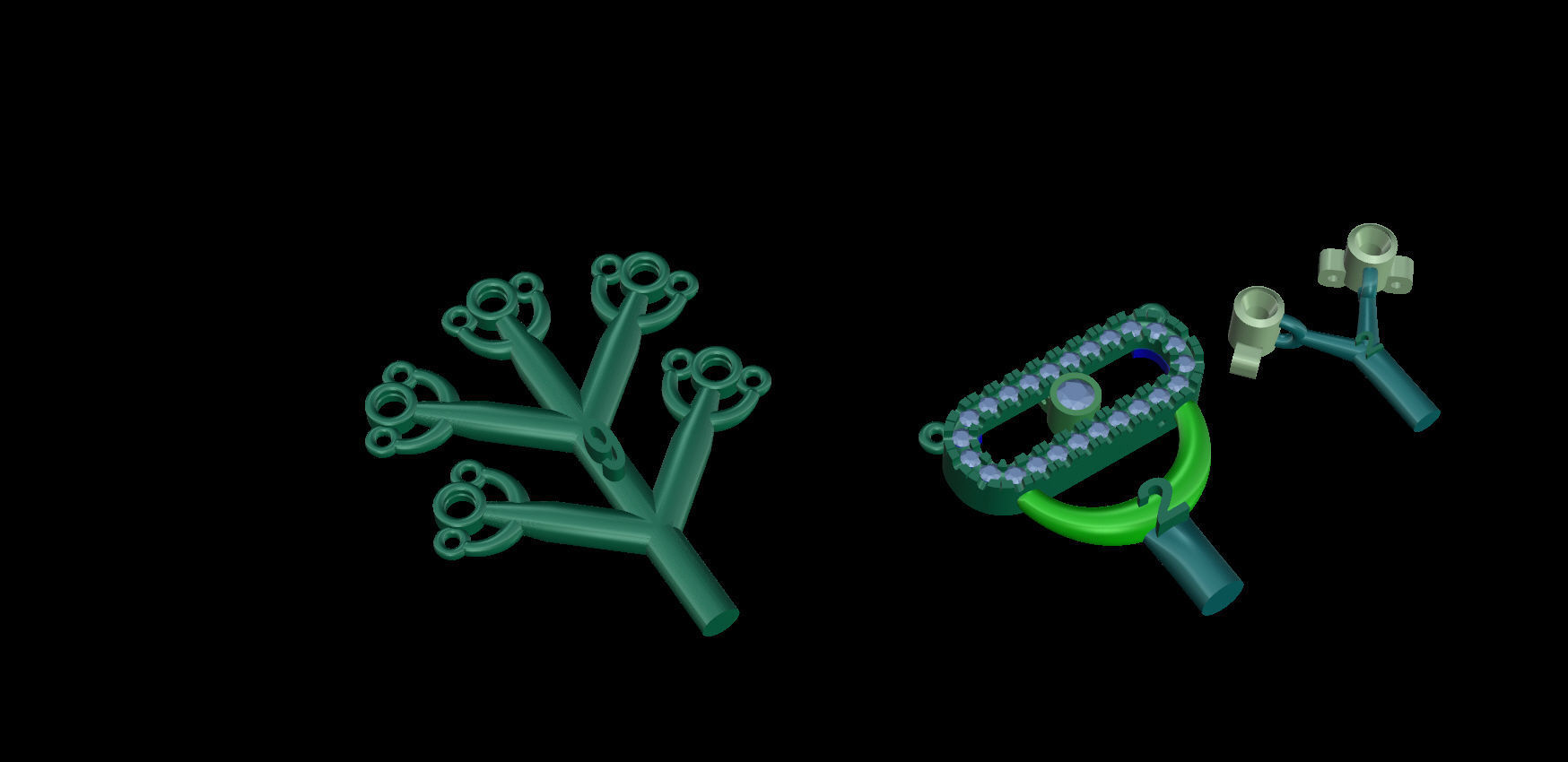 Moving Diamonds  Small  Necklace  3D print model_13