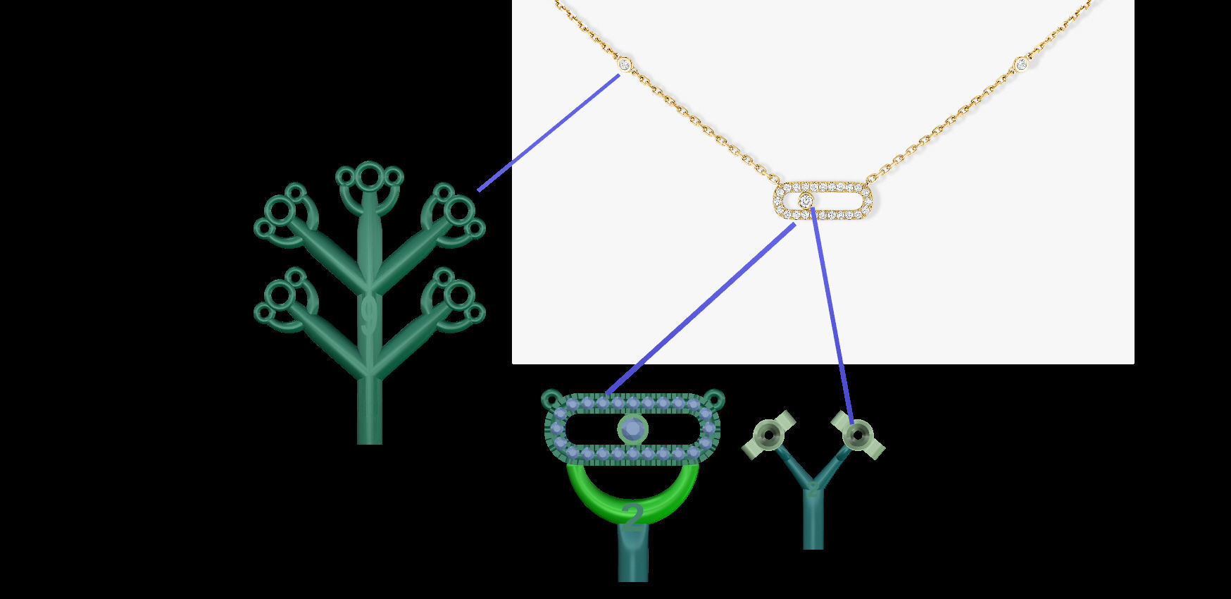 Moving Diamonds  Small  Necklace  3D print model_14