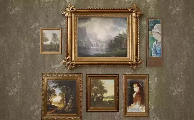 Antique Old Paintings Low-poly 3D model