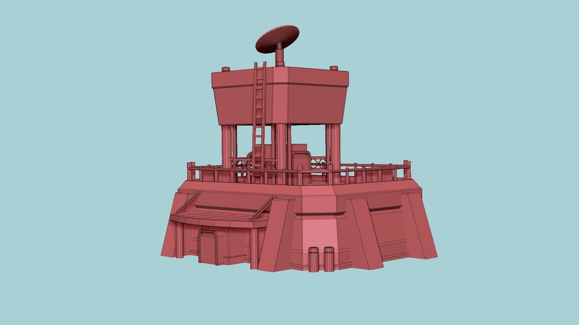 SciFi Facility B01 White Blue - Sci Fi Exterior Design Low-poly 3D model_17