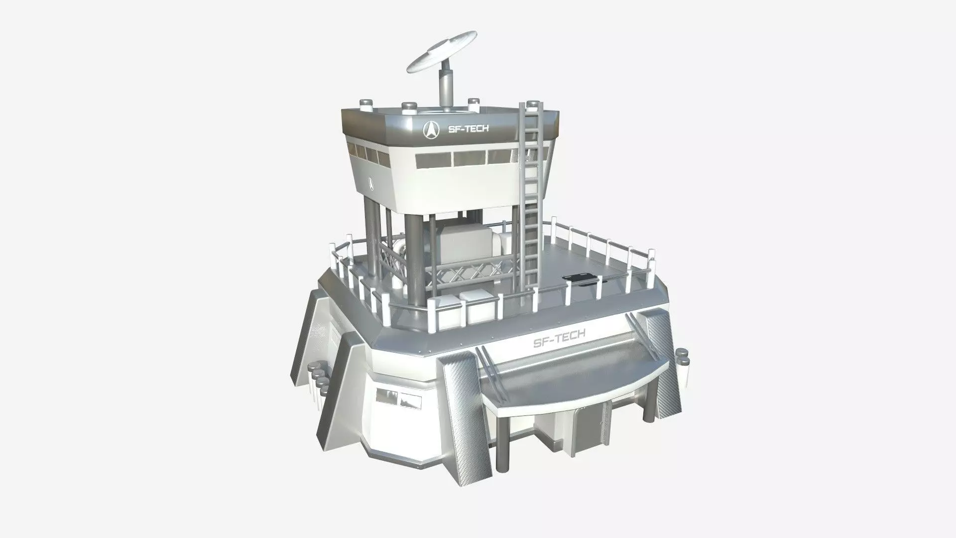 SciFi Facility B02 White Gray - Sci Fi Exterior Design Low-poly 3D model_0