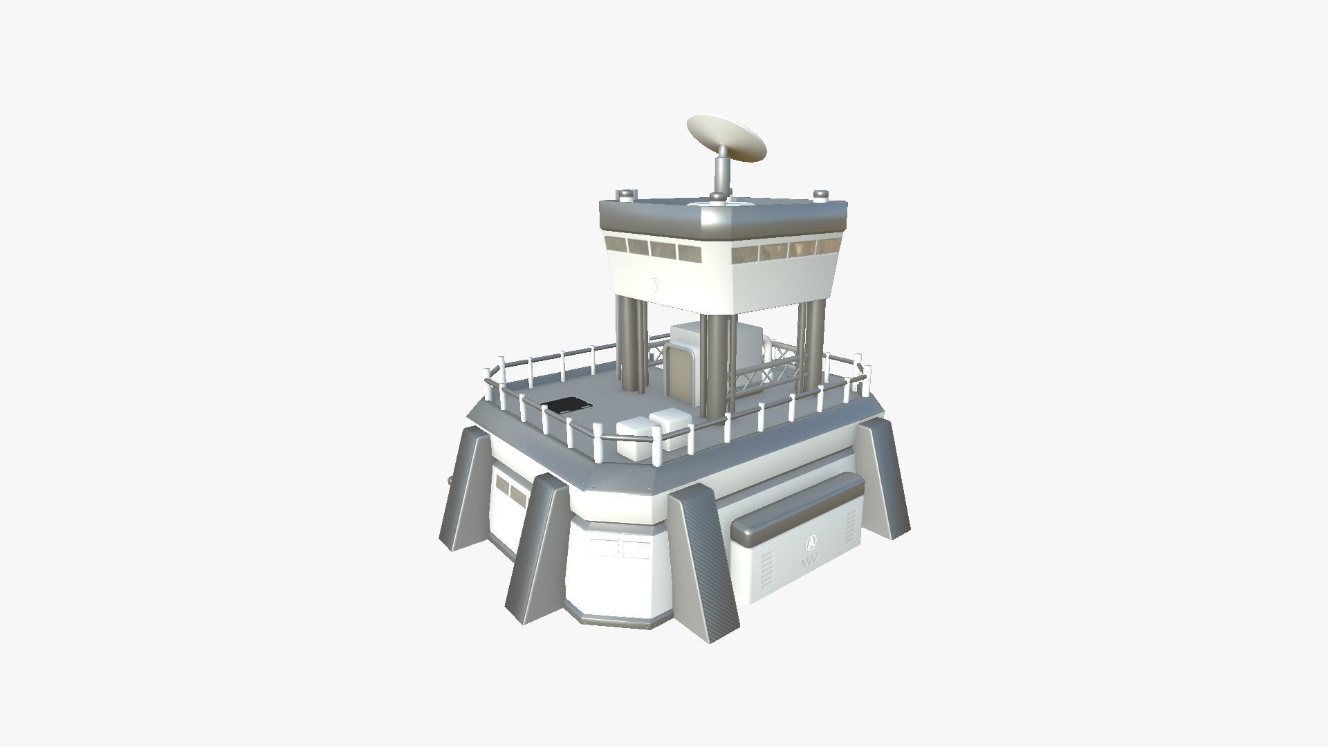 SciFi Facility B02 White Gray - Sci Fi Exterior Design Low-poly 3D model_3