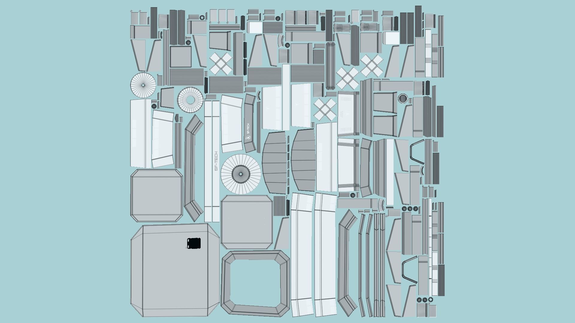 SciFi Facility B02 White Gray - Sci Fi Exterior Design Low-poly 3D model_5