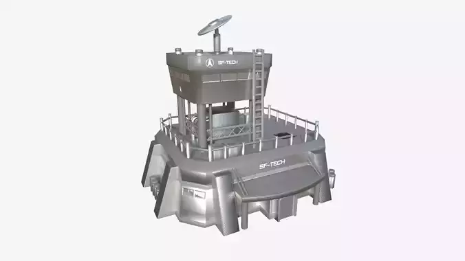 SciFi Facility B08 Metallic - Sci Fi Exterior Design Low-poly 3D model
