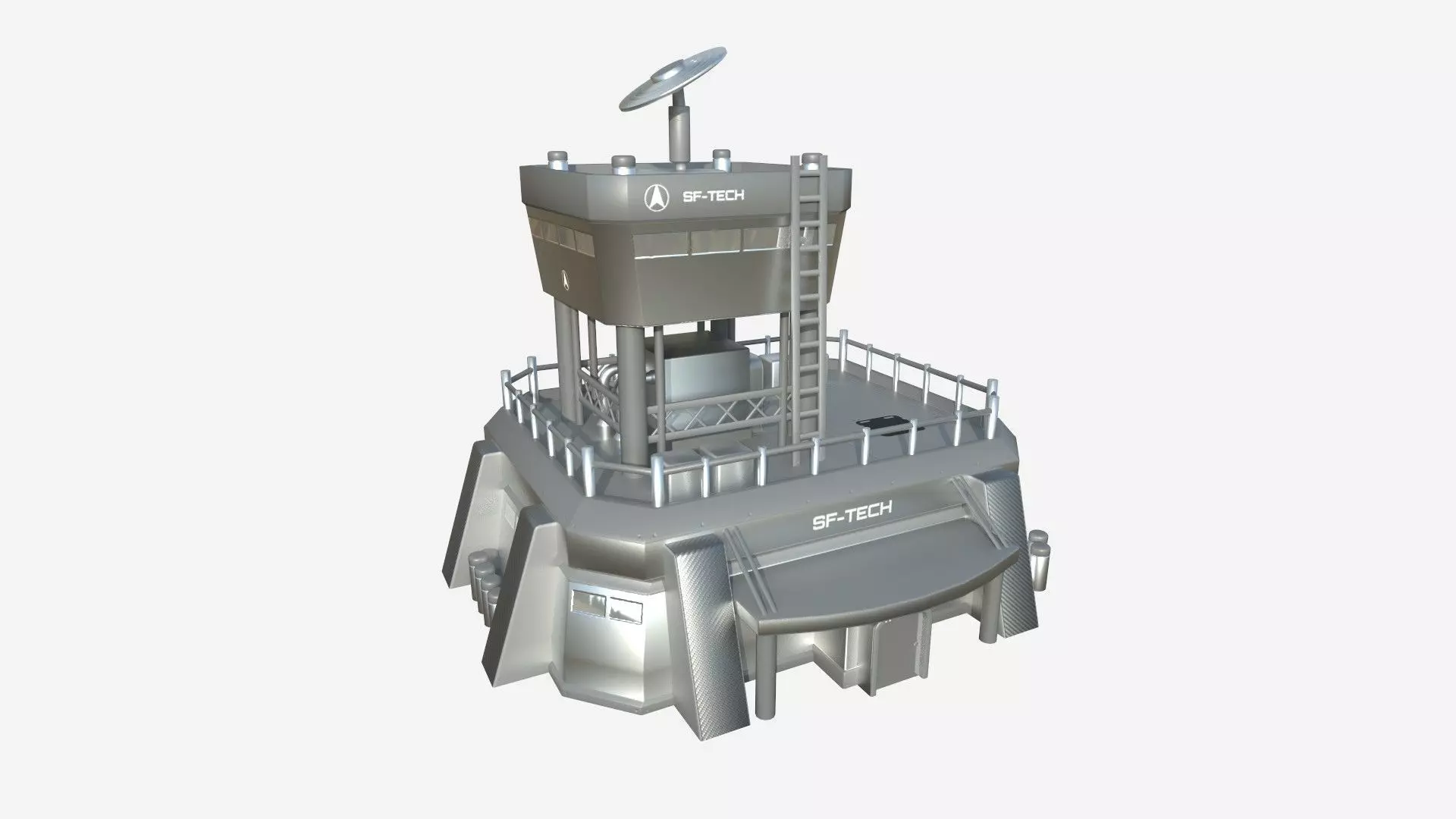 SciFi Facility B08 Metallic - Sci Fi Exterior Design Low-poly 3D model_0