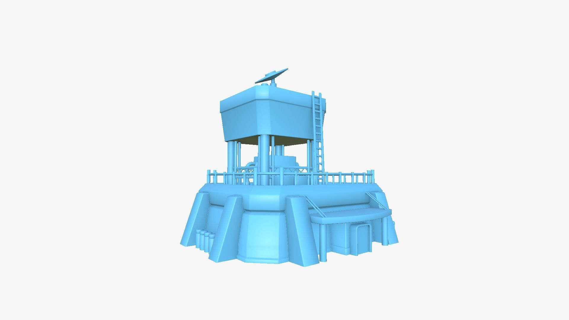 SciFi Facility B08 Metallic - Sci Fi Exterior Design Low-poly 3D model_9