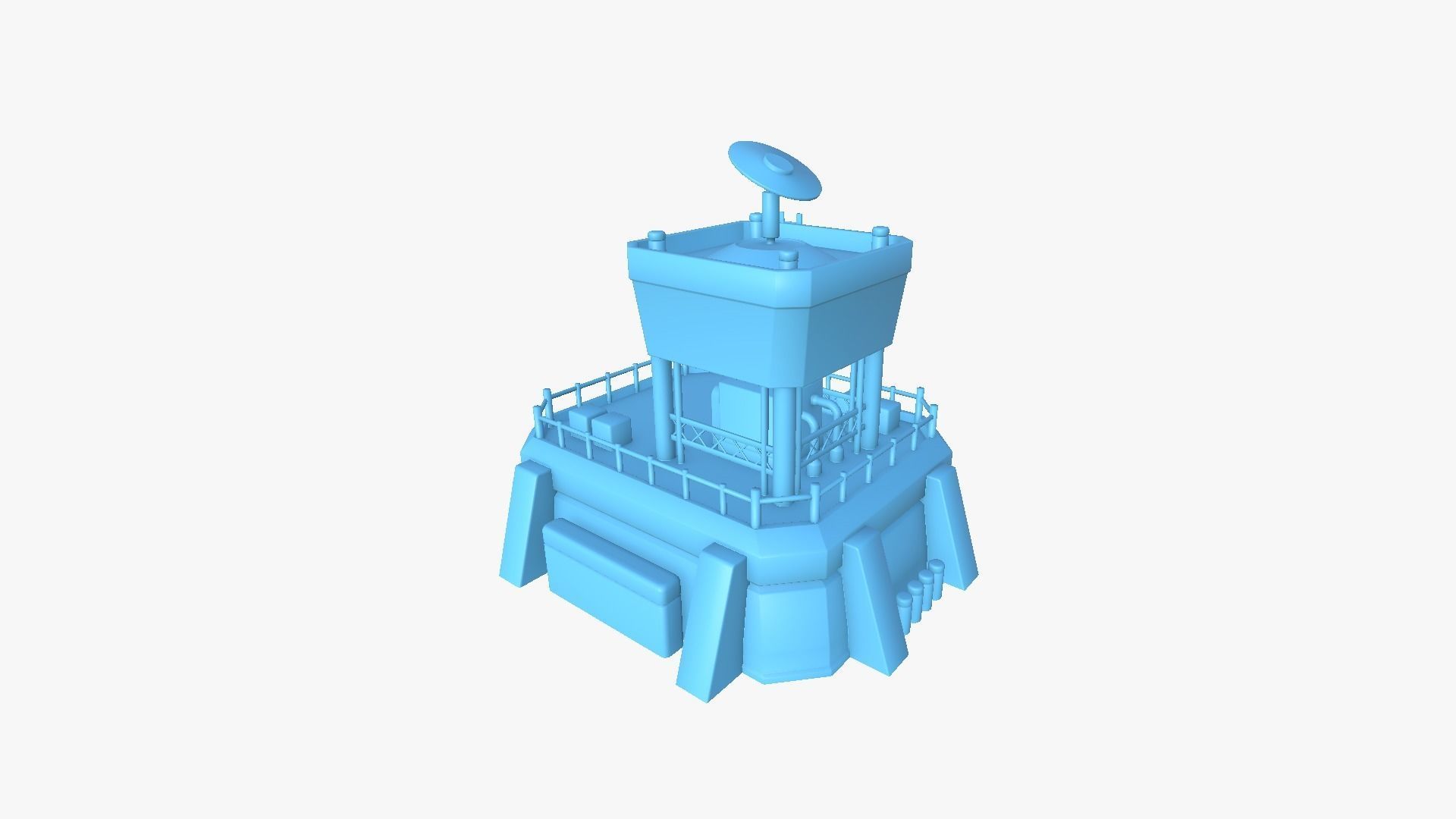 SciFi Facility B08 Metallic - Sci Fi Exterior Design Low-poly 3D model_10