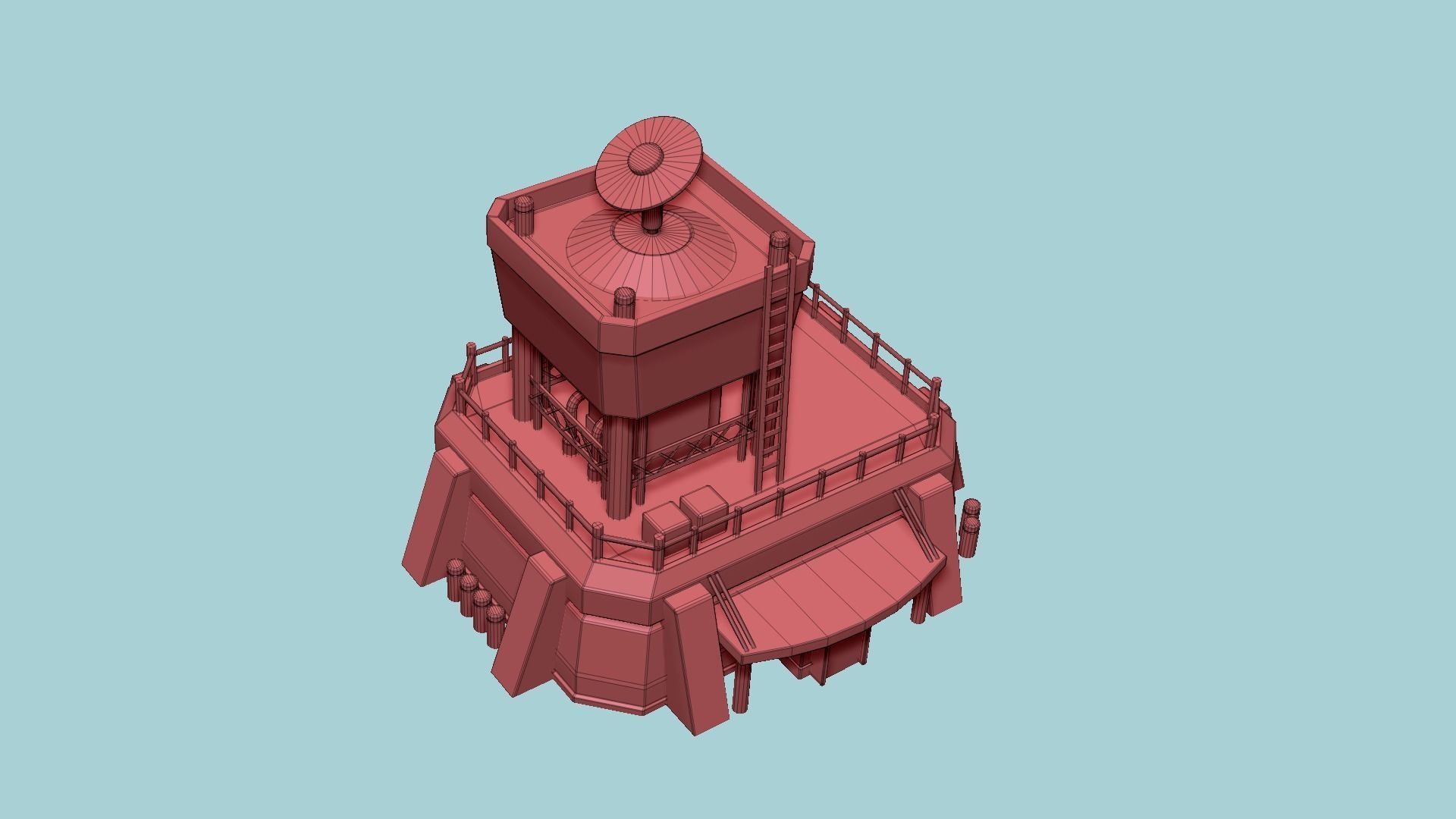 SciFi Facility B08 Metallic - Sci Fi Exterior Design Low-poly 3D model_20