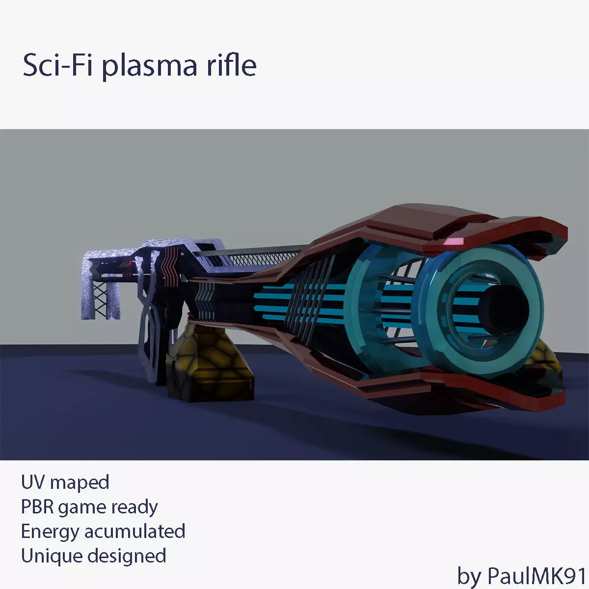 Sci-fi plasma rifle Free low-poly 3D model_0