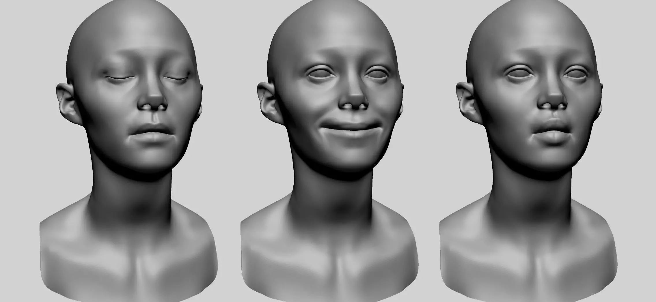 Female Head Basemesh - Expressions 3D model_0