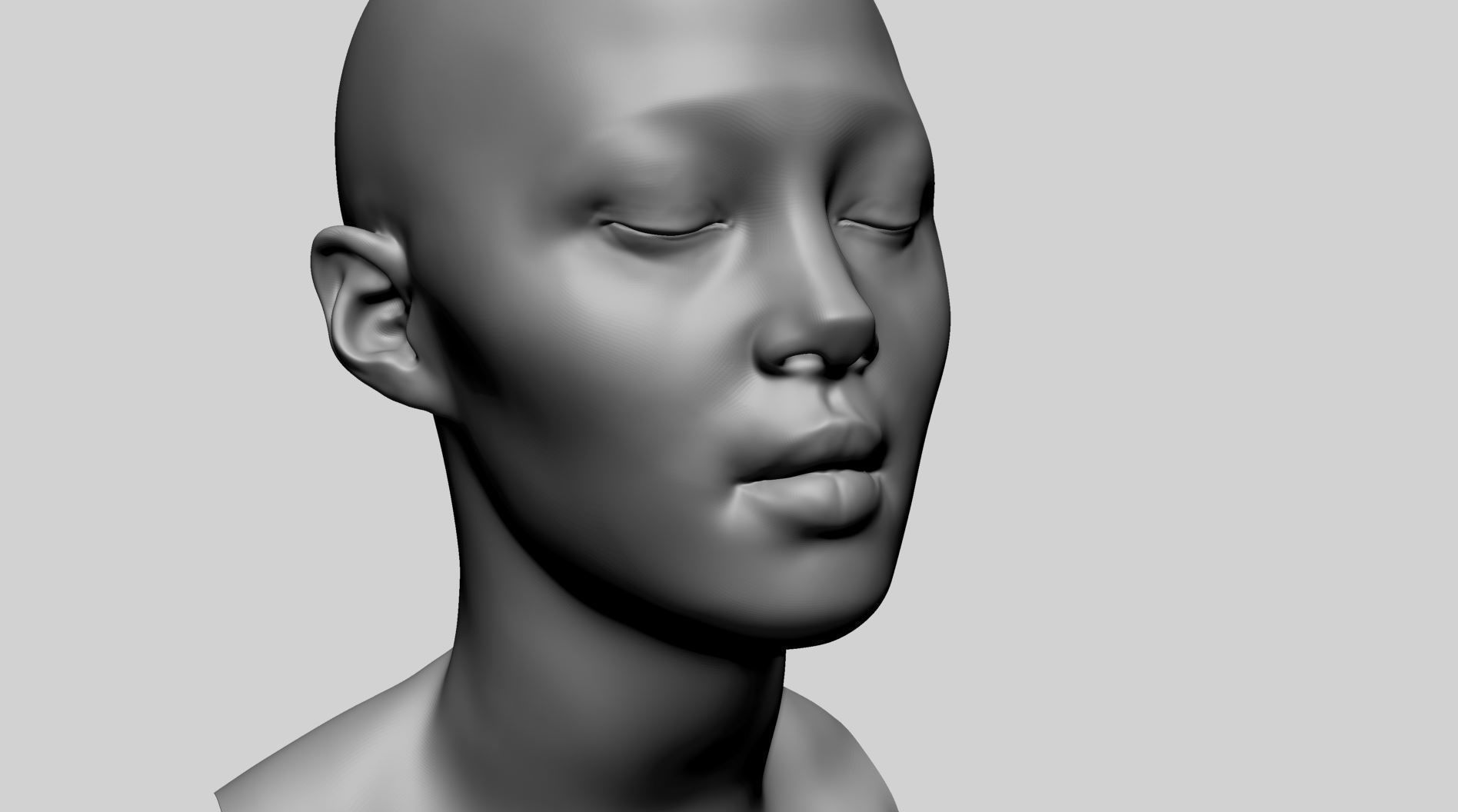 Female Head Basemesh - Expressions 3D model_10