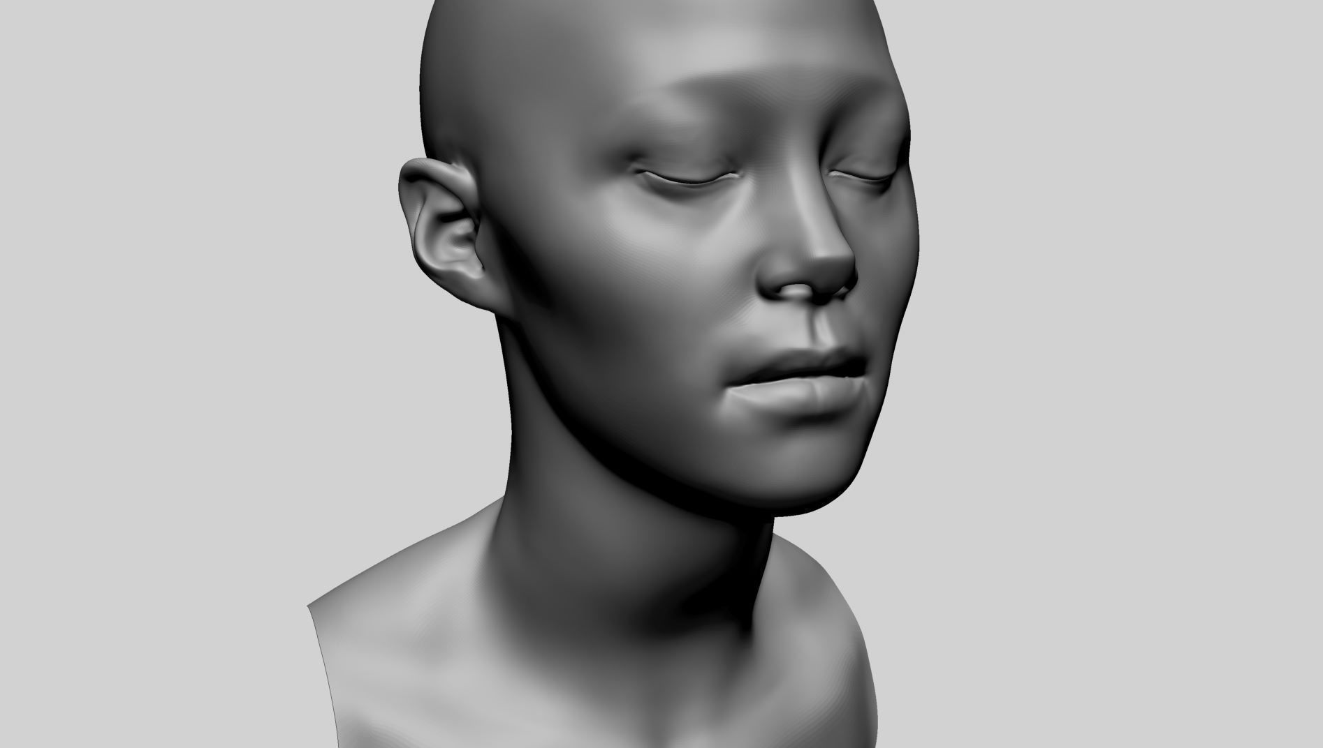 Female Head Basemesh - Expressions 3D model_7