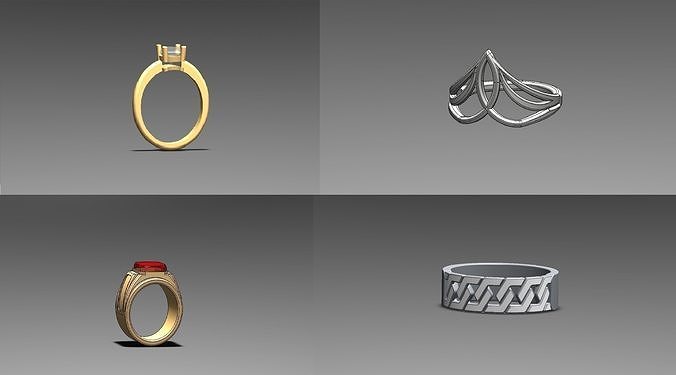 Rings gold ring with stone 3D print model
