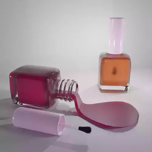 High Detail Nail Polish Varnish Cosmetics Beauty Glass Bottle 3D model