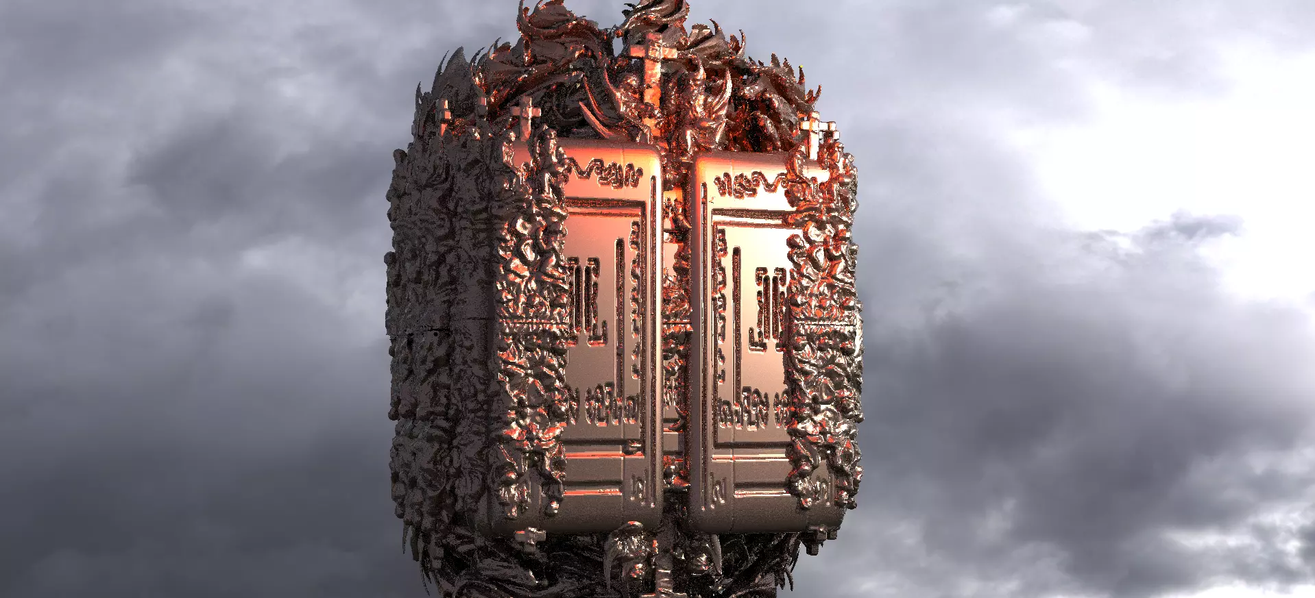 Dantes Inferno Hell Cube Sculpture huge 3D model_0
