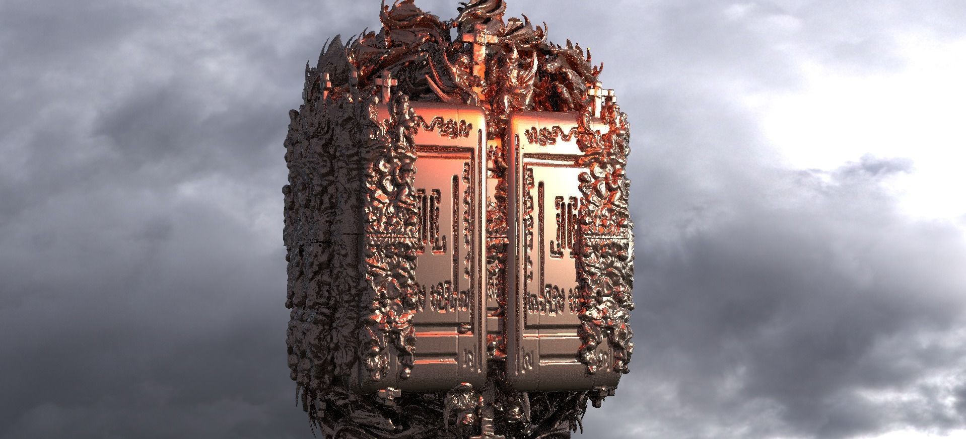 Dantes Inferno Hell Cube Sculpture huge 3D model_1