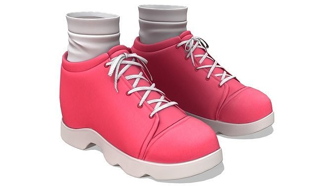 Coral Pink Female Sport Shoes With White Socks Low-poly 3D model