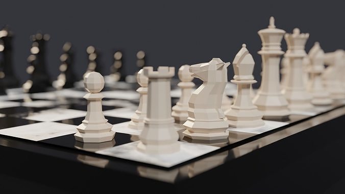 Chess Board and Pieces Free low-poly 3D model