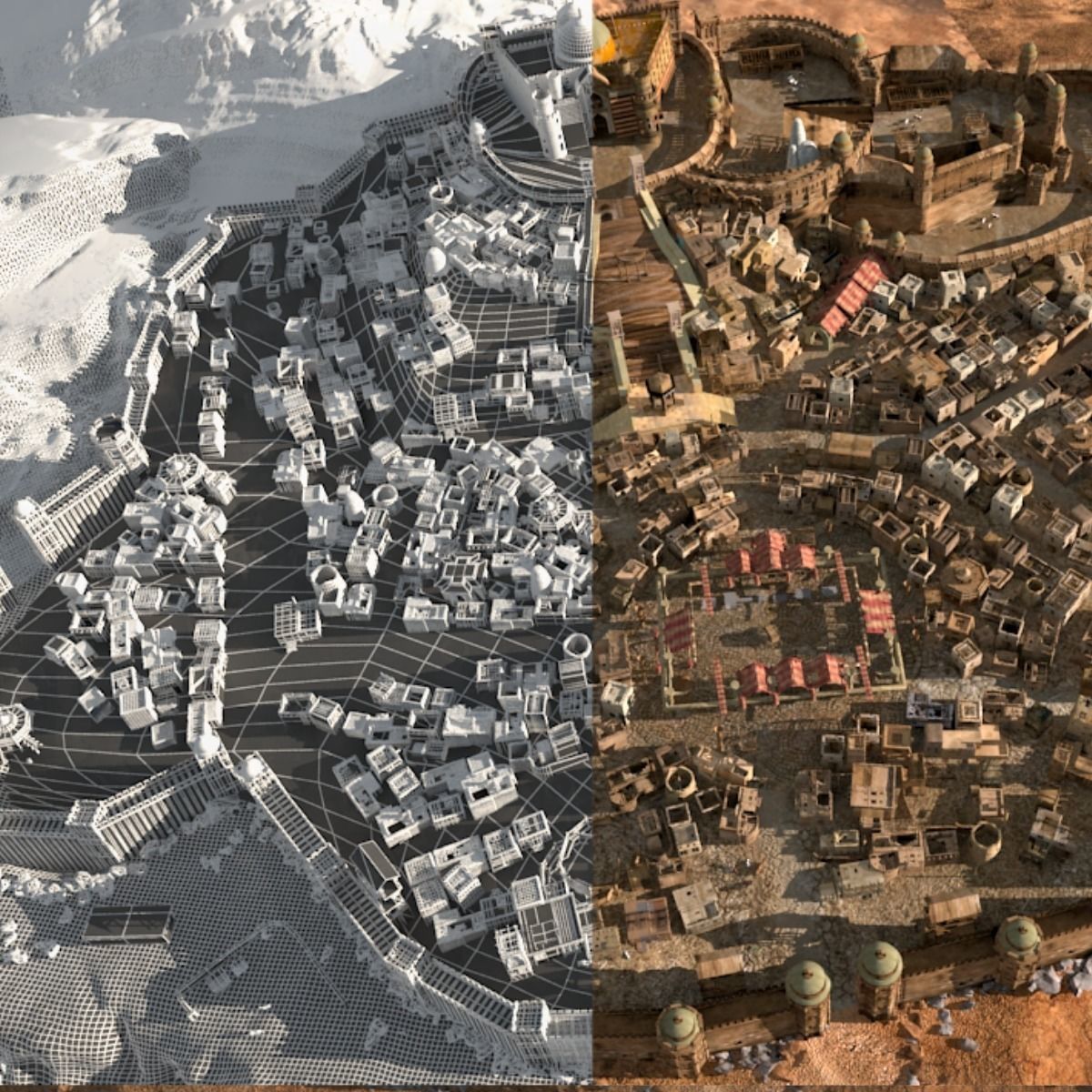 MiddleEast City Fantasy Desert Arab City 3D model_14