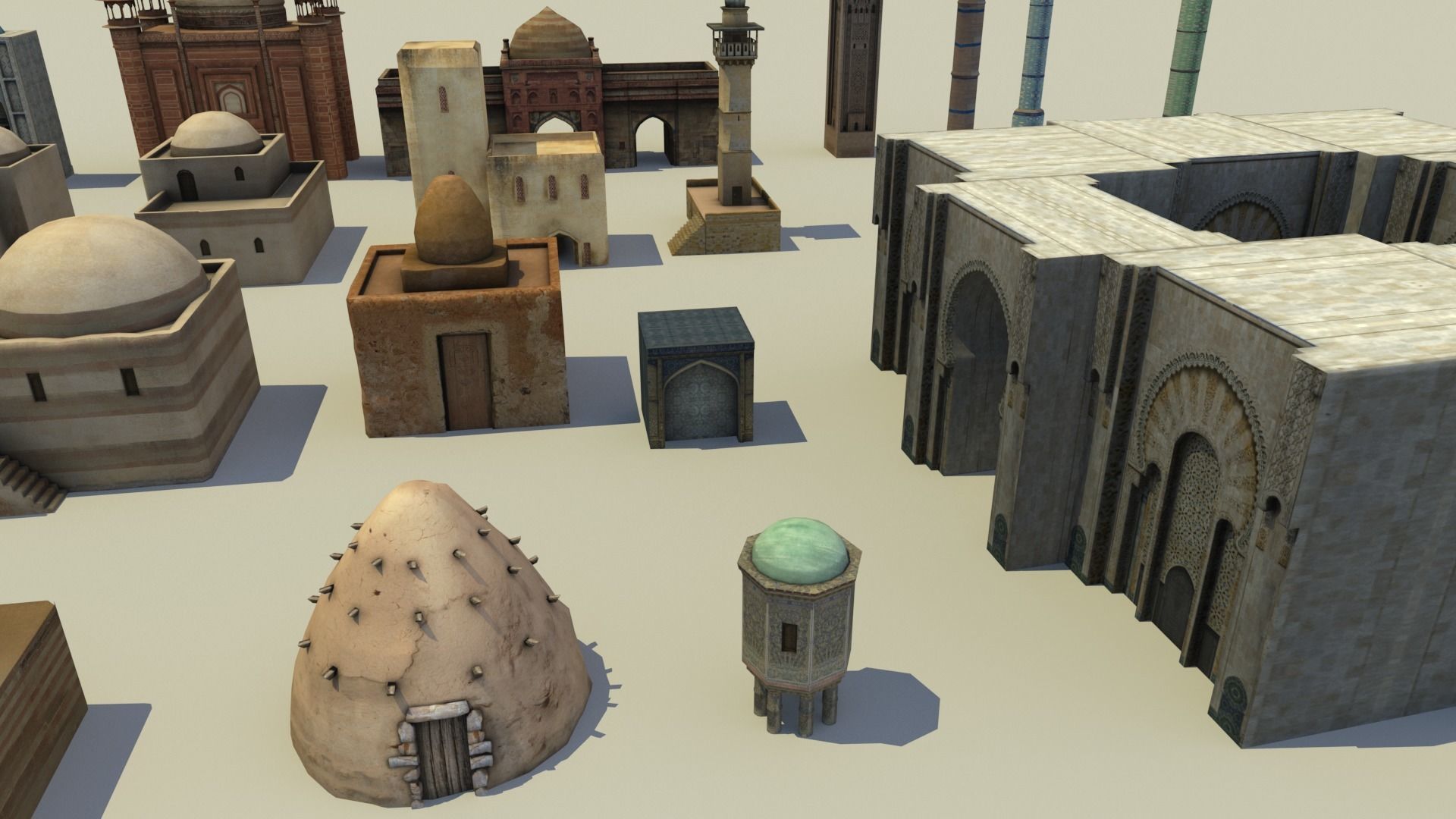 Low Poly Middle East City Buildings and Eastern Architecture  Low-poly 3D model_4