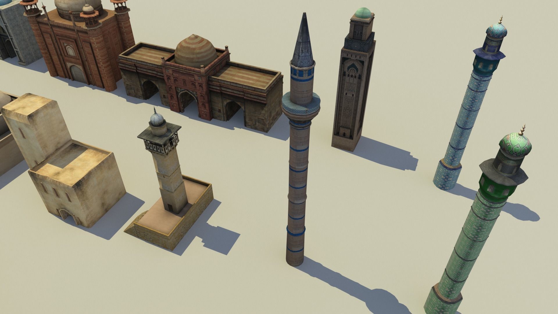Low Poly Middle East City Buildings and Eastern Architecture  Low-poly 3D model_5