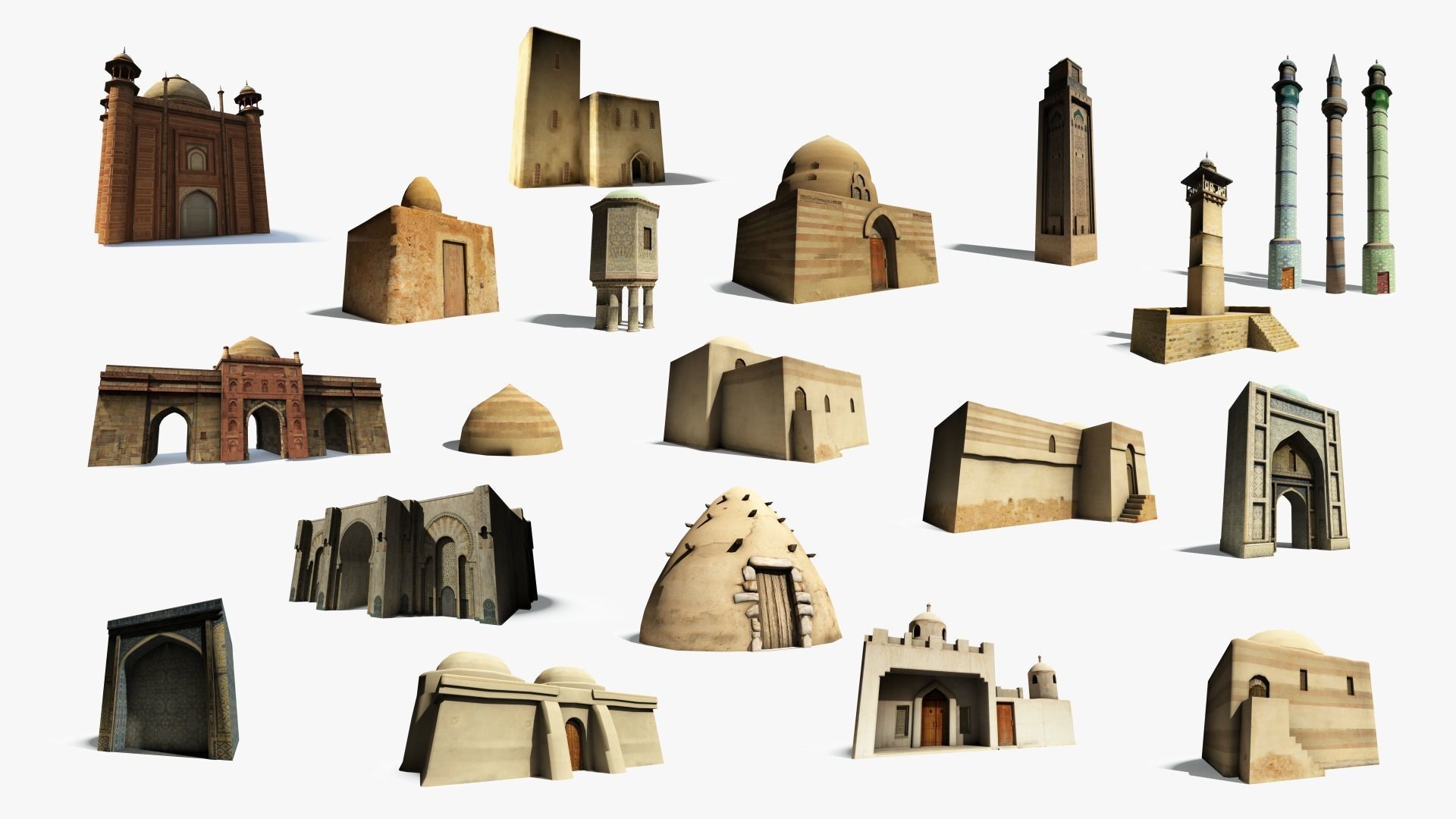Low Poly Middle East City Buildings and Eastern Architecture  Low-poly 3D model_8