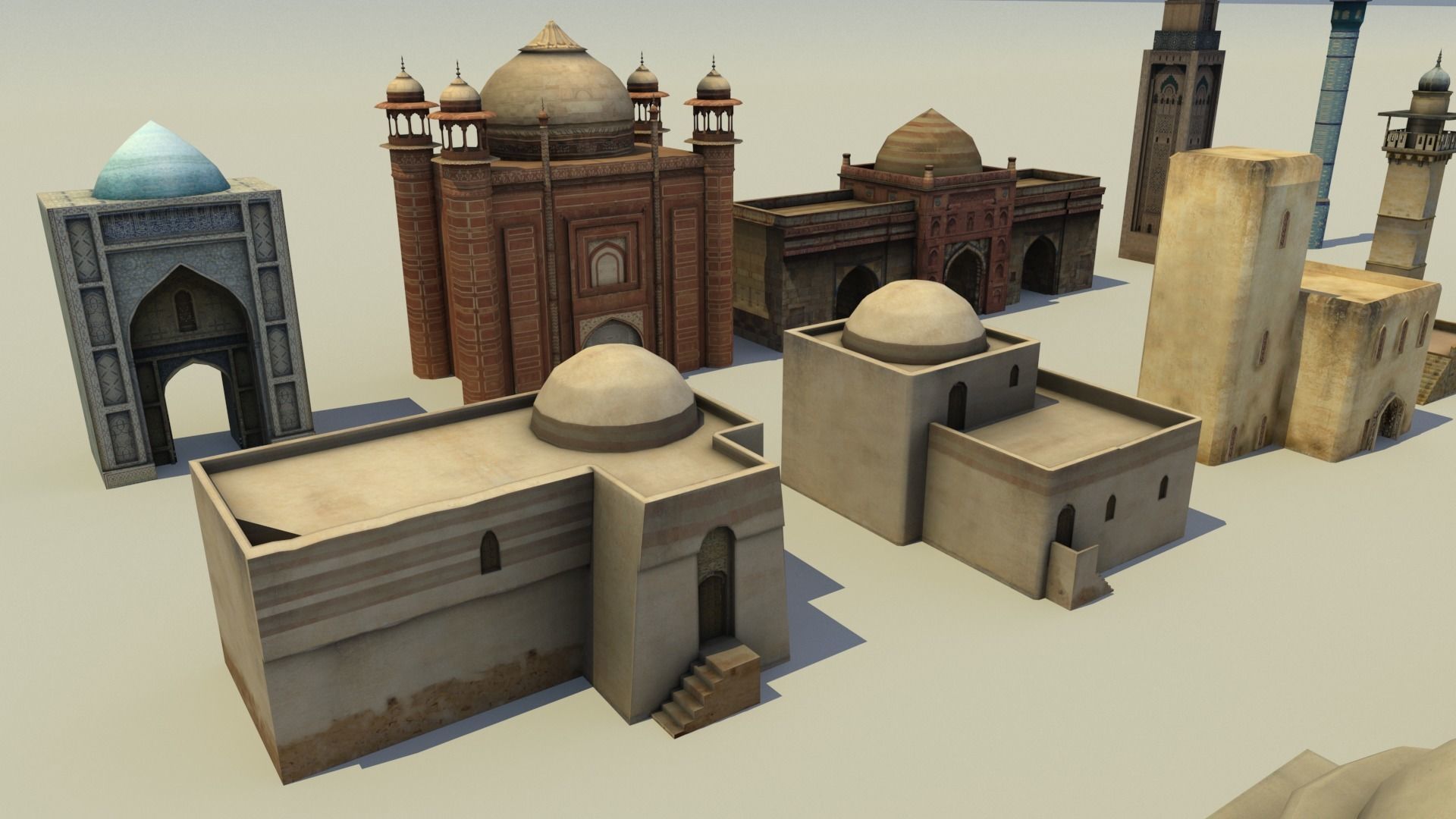 Low Poly Middle East City Buildings and Eastern Architecture  Low-poly 3D model_3