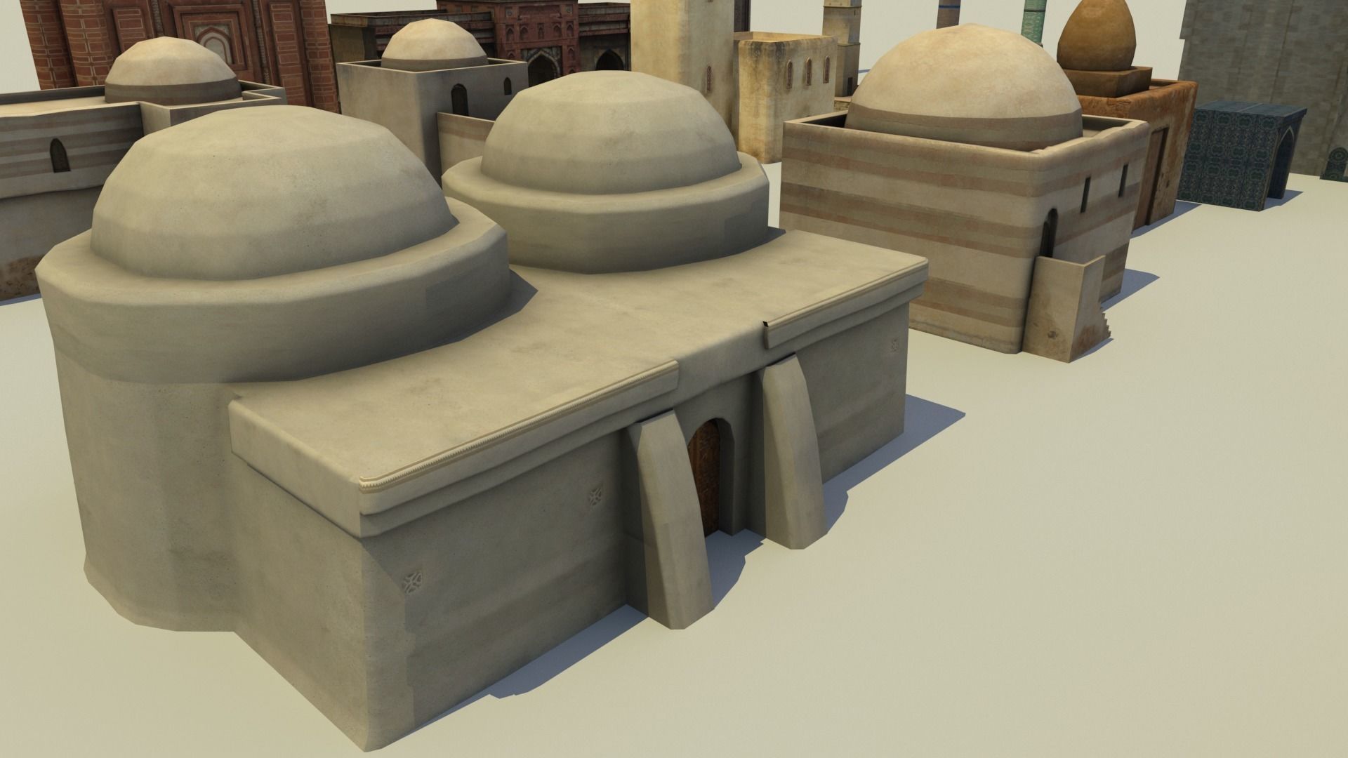 Low Poly Middle East City Buildings and Eastern Architecture  Low-poly 3D model_2