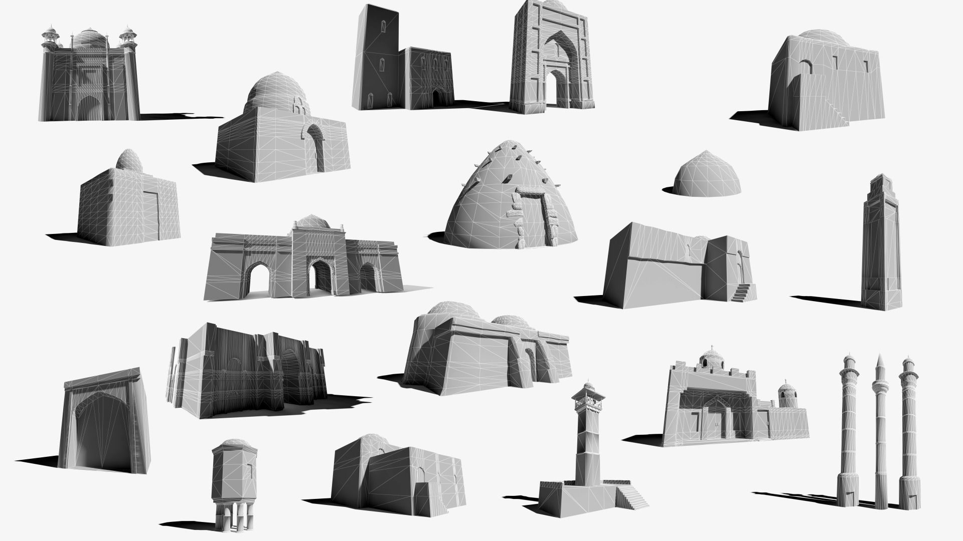 Low Poly Middle East City Buildings and Eastern Architecture  Low-poly 3D model_9