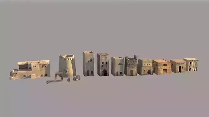 Arab Village Middle Eastern Houses Low-poly 3D model