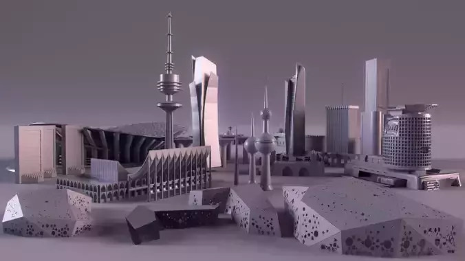 Kuwait Landmarks Cityscape Skyline 3D model