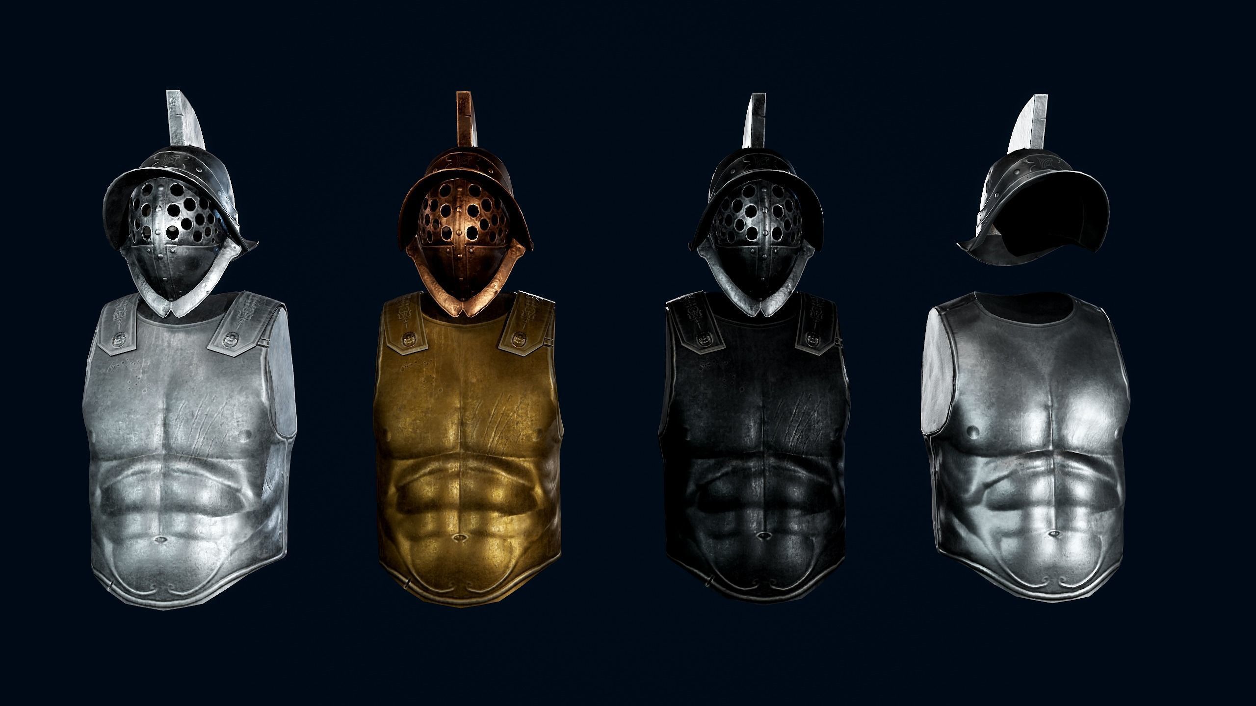 Gladiator Armor Low-poly 3D model_1