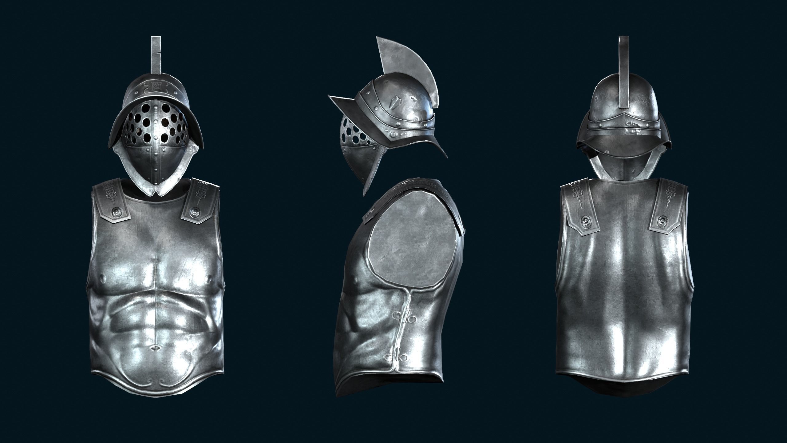 Gladiator Armor Low-poly 3D model_11