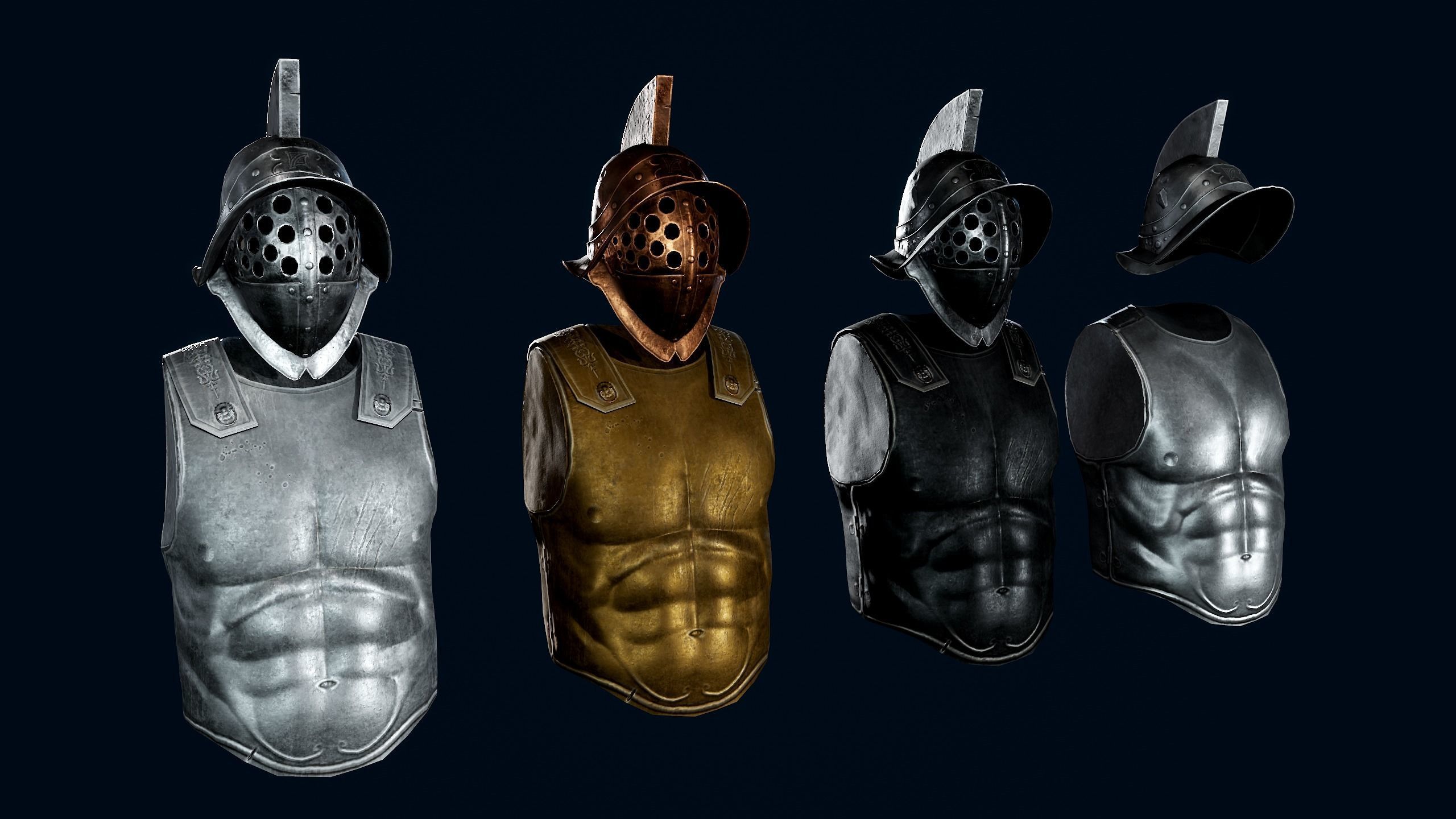 Gladiator Armor Low-poly 3D model_3