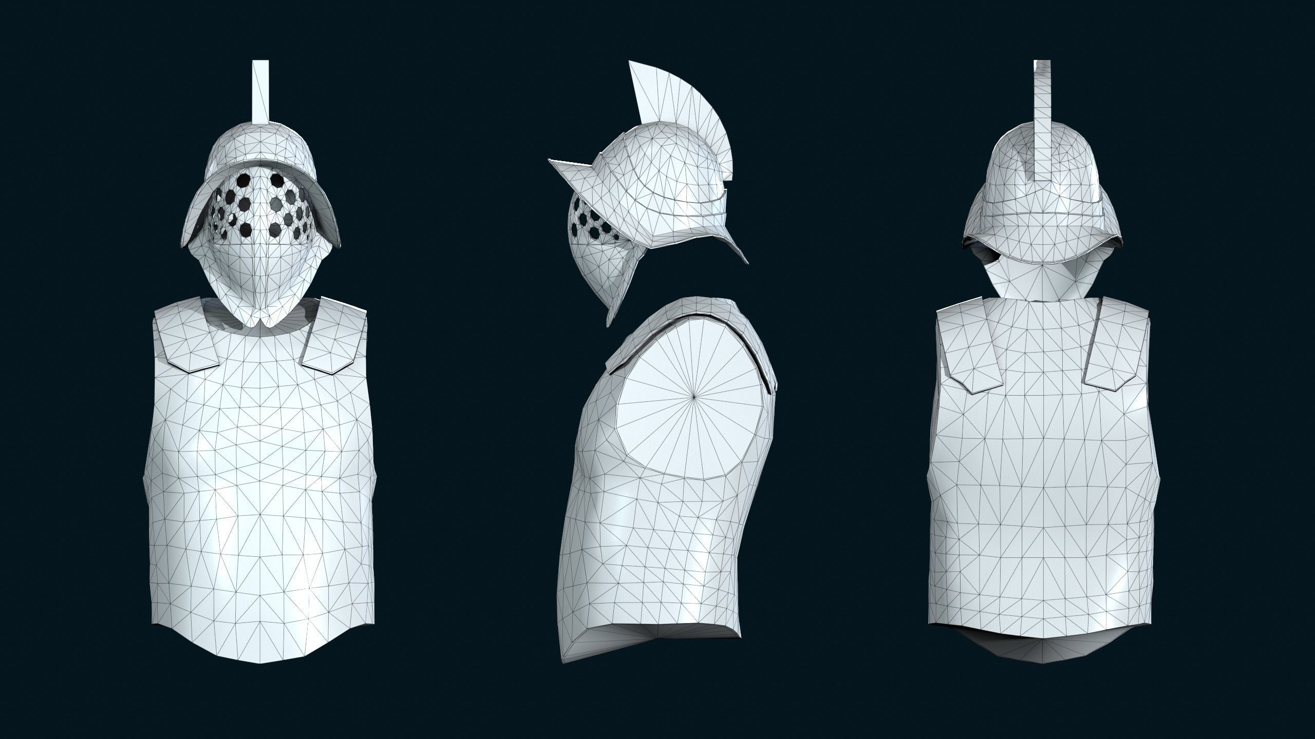Gladiator Armor Low-poly 3D model_2
