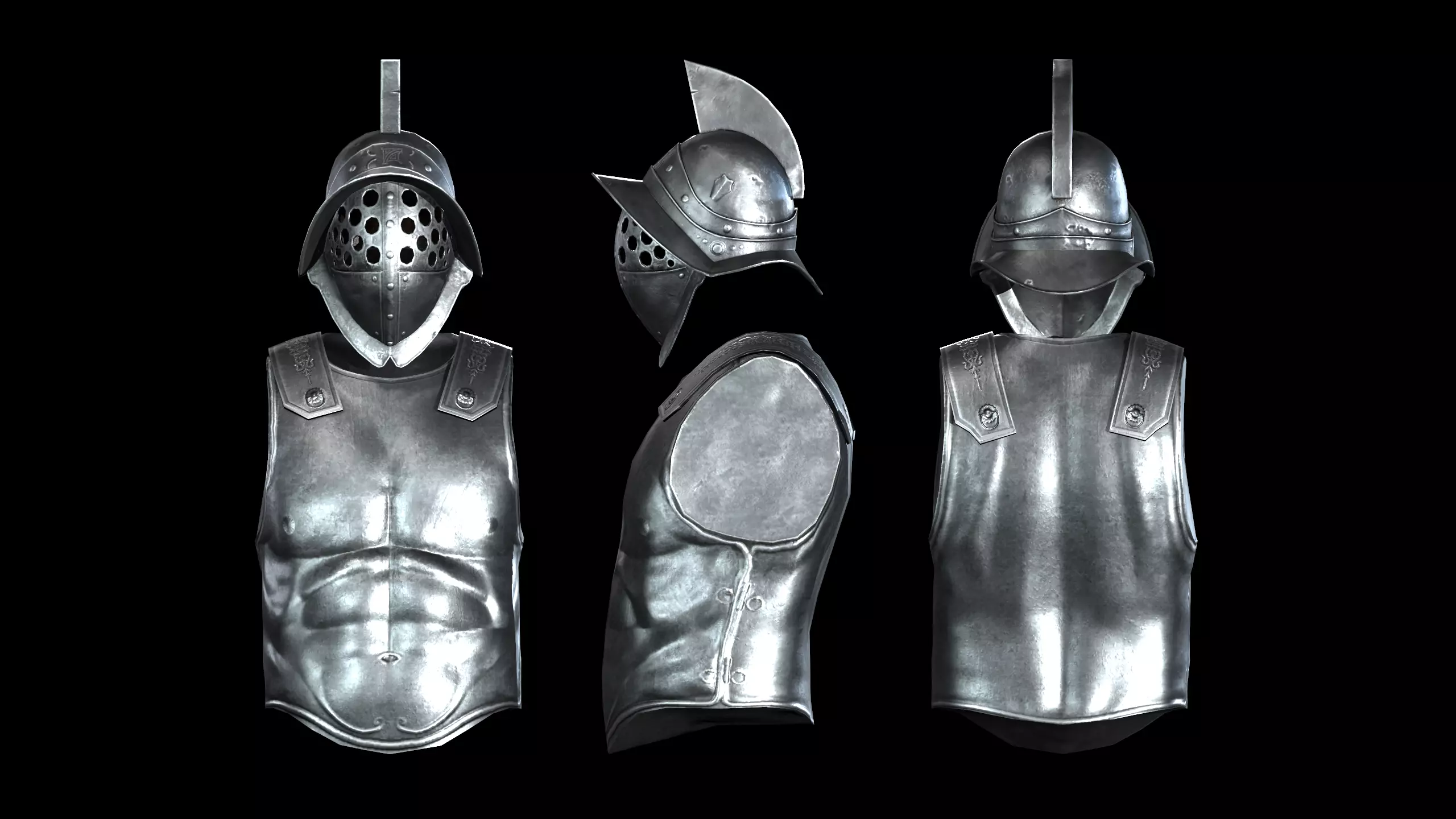 Gladiator Armor Low-poly 3D model_0