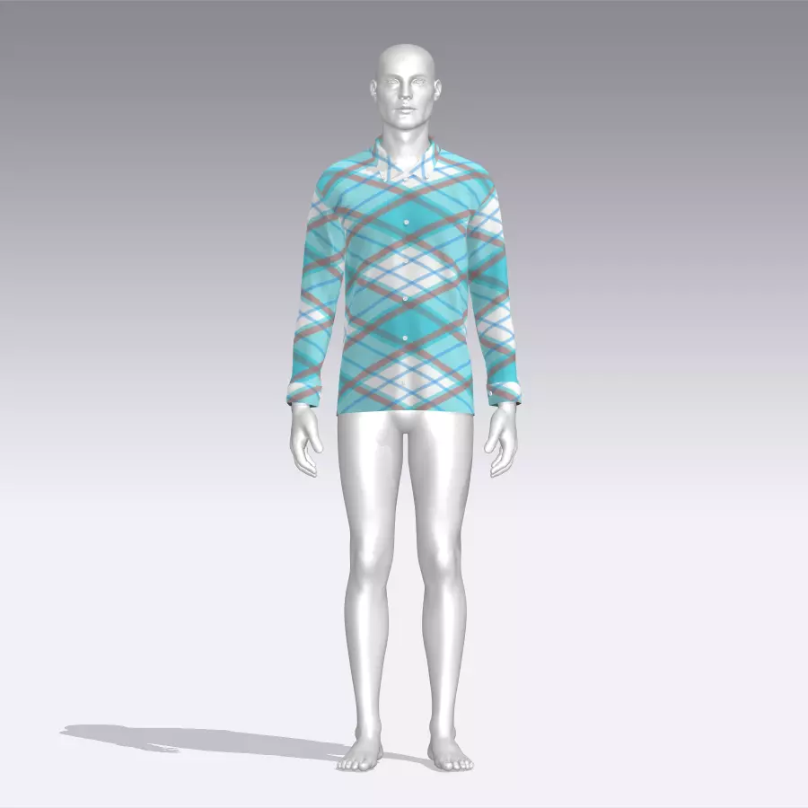 Shirt mannequin wearing plaid Low-poly 3D model_0