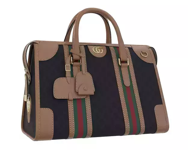 Gucci Bauletto Medium Top Handle Bag Brown Black